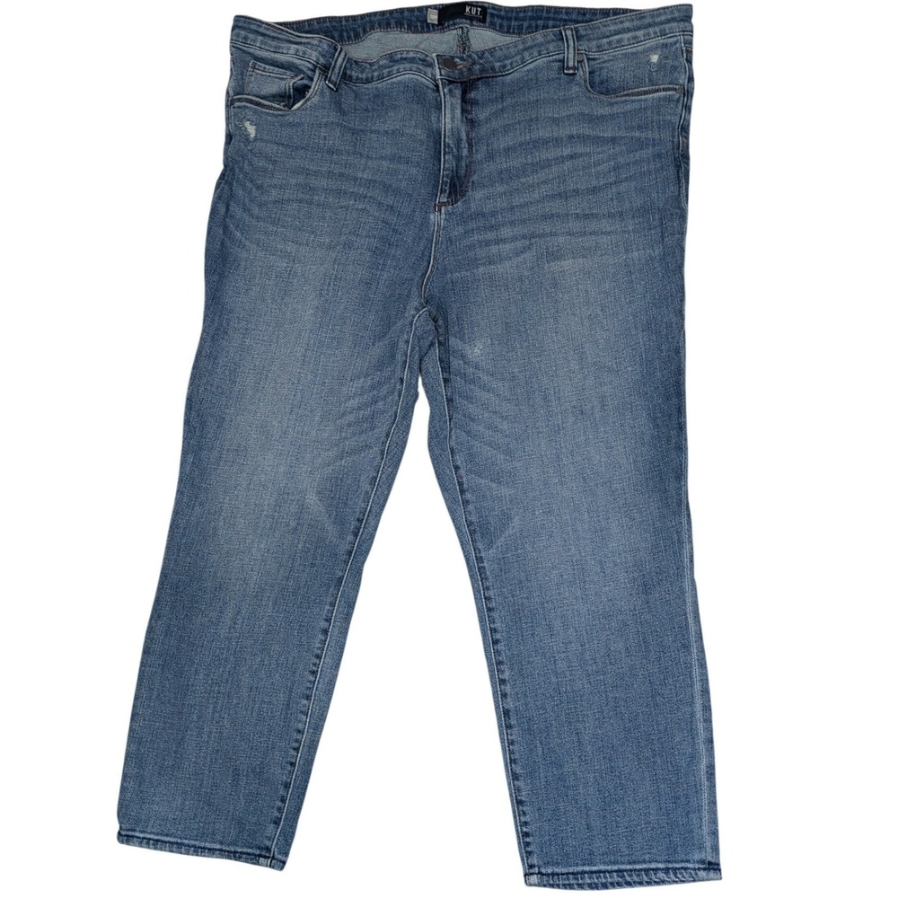Kut from the Kloth Reese Ankle Straight Leg Jeans Blue Medium Wash Womens 20W